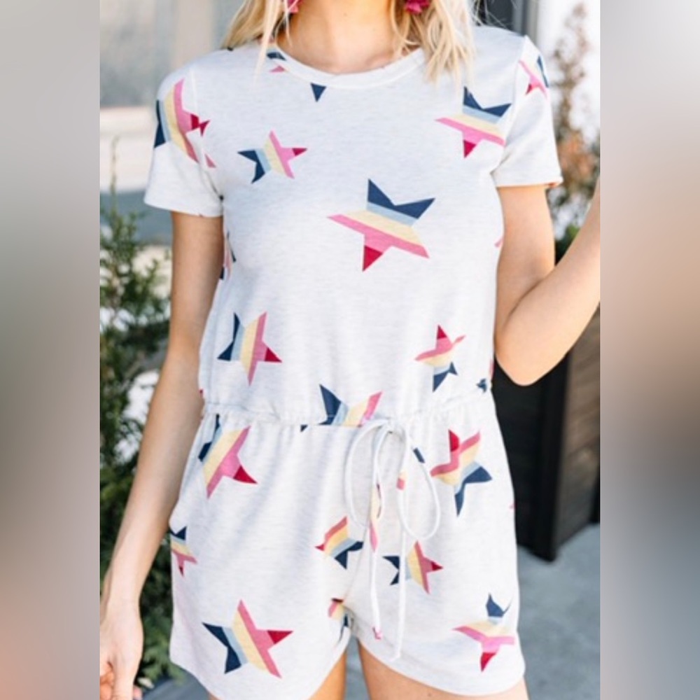 Adorable star print romper - barely worn, perfect for Fourth of July